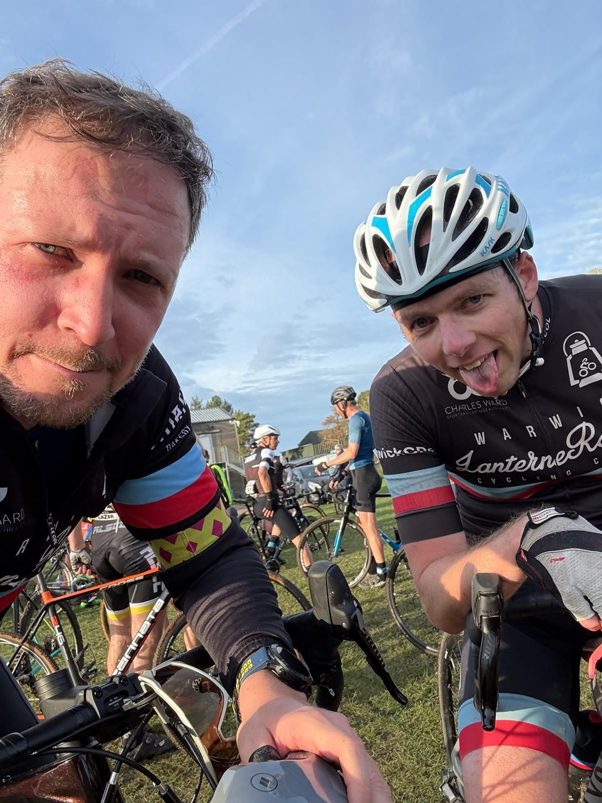 John on the left and Ben on the right posing for a selfie post-race