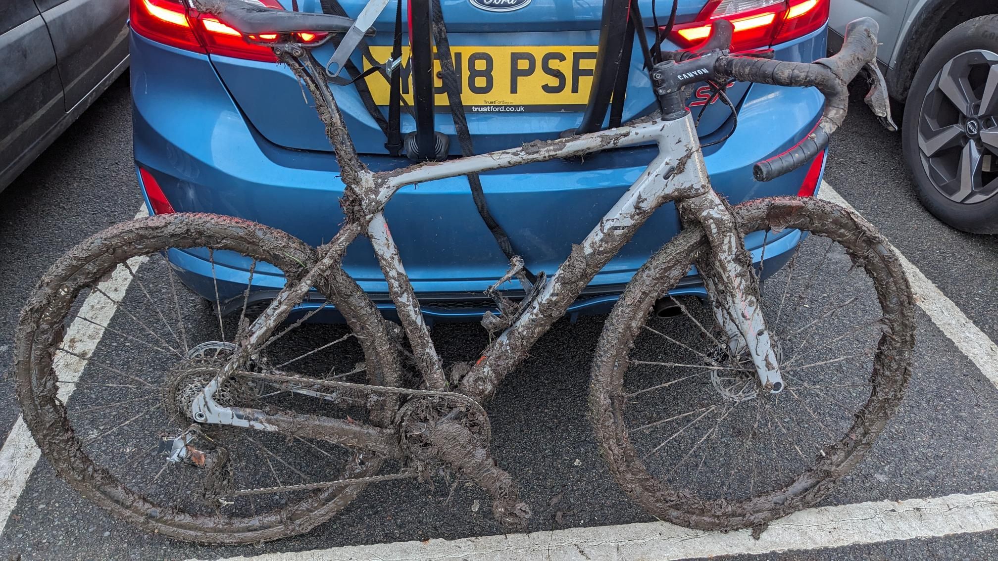 a very muddy bike